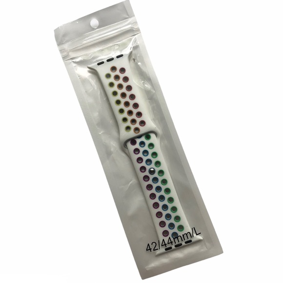 5/$20 NEW RAINBOW Silicone Sport Band Apple Watch 44/45/49 mm M/L PRIDE - Picture 7 of 8